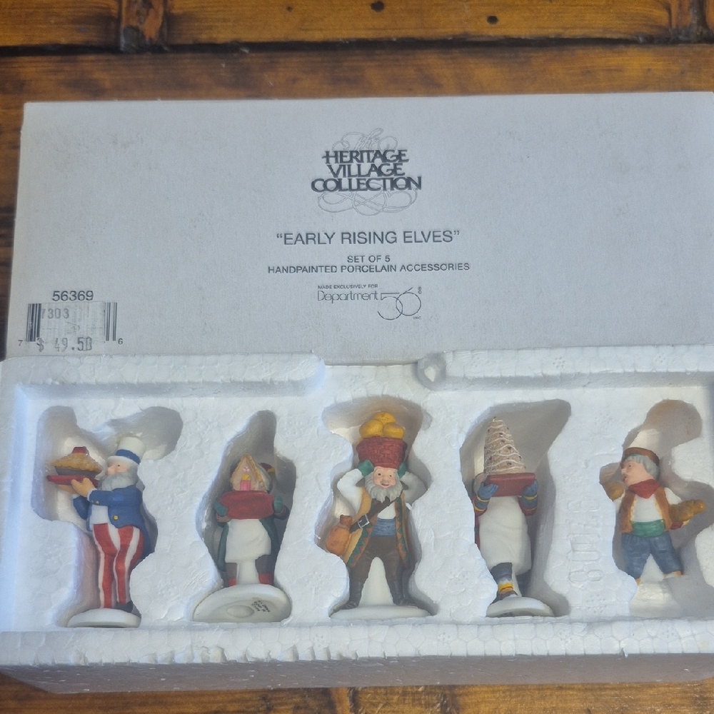 Department 56 Heritage Village Collection "Early Rising Elves" Set Of 5